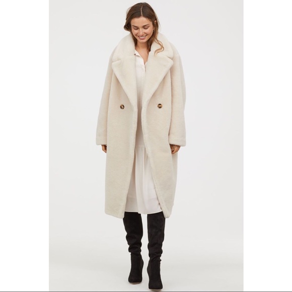 h&m white fur coat